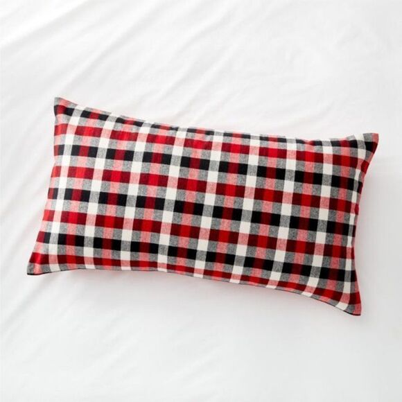 Crate and Barrel FINN 36" x 16" PILLOW COVER- Plaid-Red/Black/Ivory - Picture 8 of 8